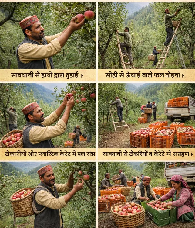 सेब तुड़ान की प्रक्रिया